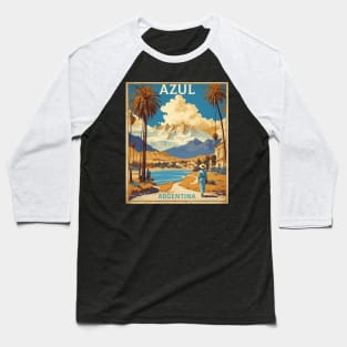 Azul Argentina Vintage Tourism Poster Baseball T-Shirt